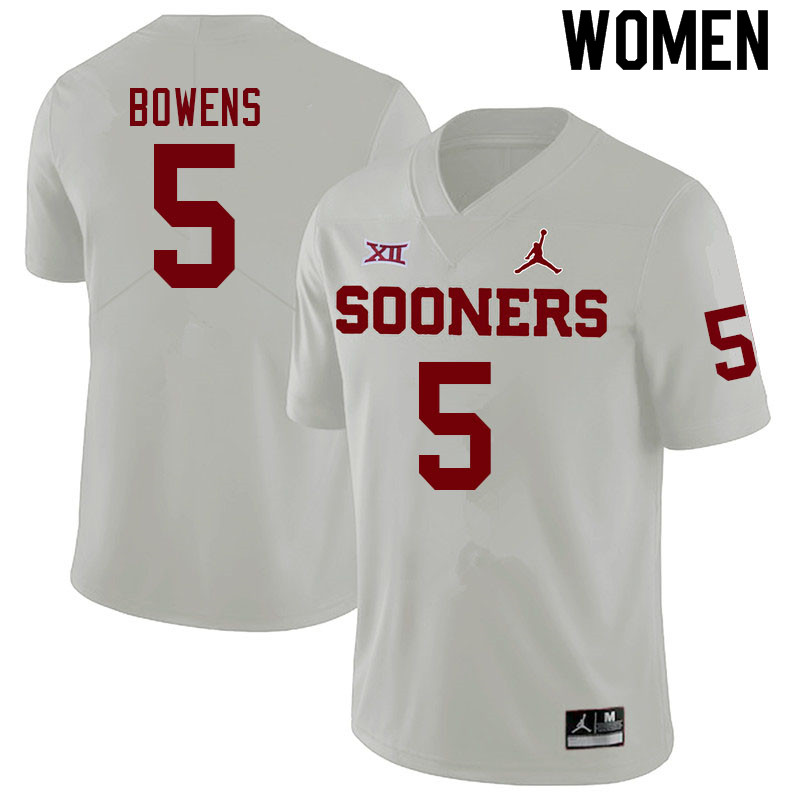 Women #5 Micah Bowens Oklahoma Sooners College Football Jerseys Sale-White - Click Image to Close